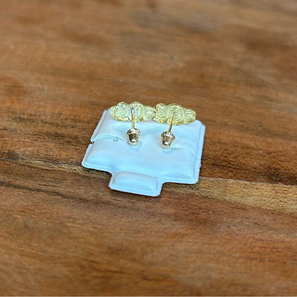 NWOT 14 KTS Solid Gold Blue Labubu Stud Earrings - Picture 4 of 4